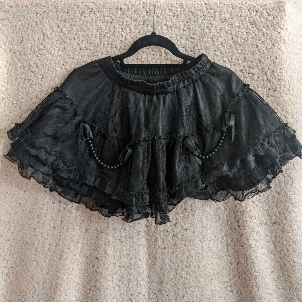 Black Lacey Ruffled Mini Skirt